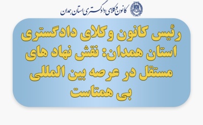رئیس کانون وکلای دادگستری استان همدان: نقش نهاد های مستقل در عرصه بین المللی بی همتاست